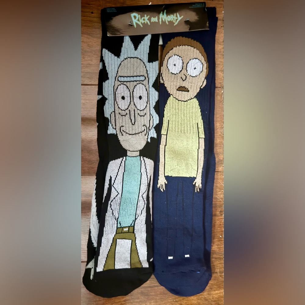 Rick And Morty Characters 2-Pack Athletic Crew Socks~New